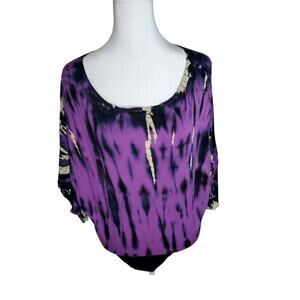 Bisou Bisou Purple Blouse Womans Top Size L